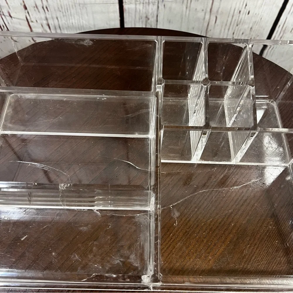 Clear Thick Acrylic Makeup Organizer lot of 5 - Multi-Compartment